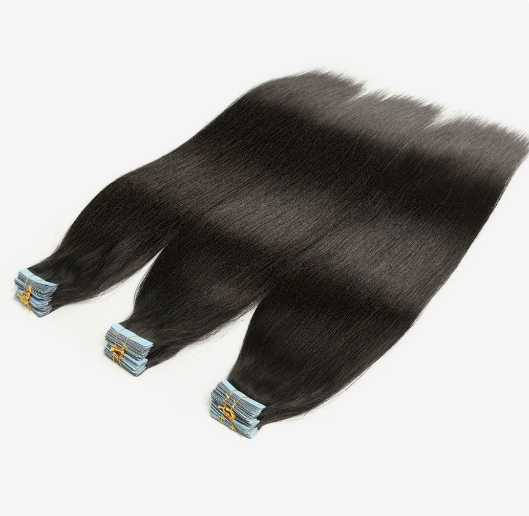 Tape In Hair Extensions Straight Natural Black Human Hair